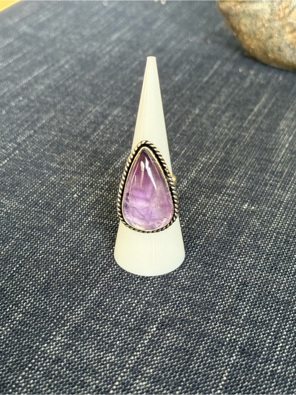 Hand Crafted Teardrop Amethyst Ring - Purple